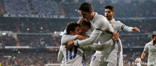 James vuelve con su magia y marca doblete en el duelo del Real Madrid contra el Sevilla, partido de ida de los octavos de final de la Copa del Rey. Foto tomada de la página web del Real Madrid 