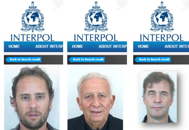Los tres empresarios argentinos prófugos en la web de Interpol. / Captura pantalla / Diario Perfil