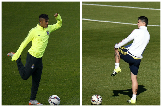 Neymar y James, Focos de atención este miércoles (17). Foto montaje Zero Hora, fotos AFP.
