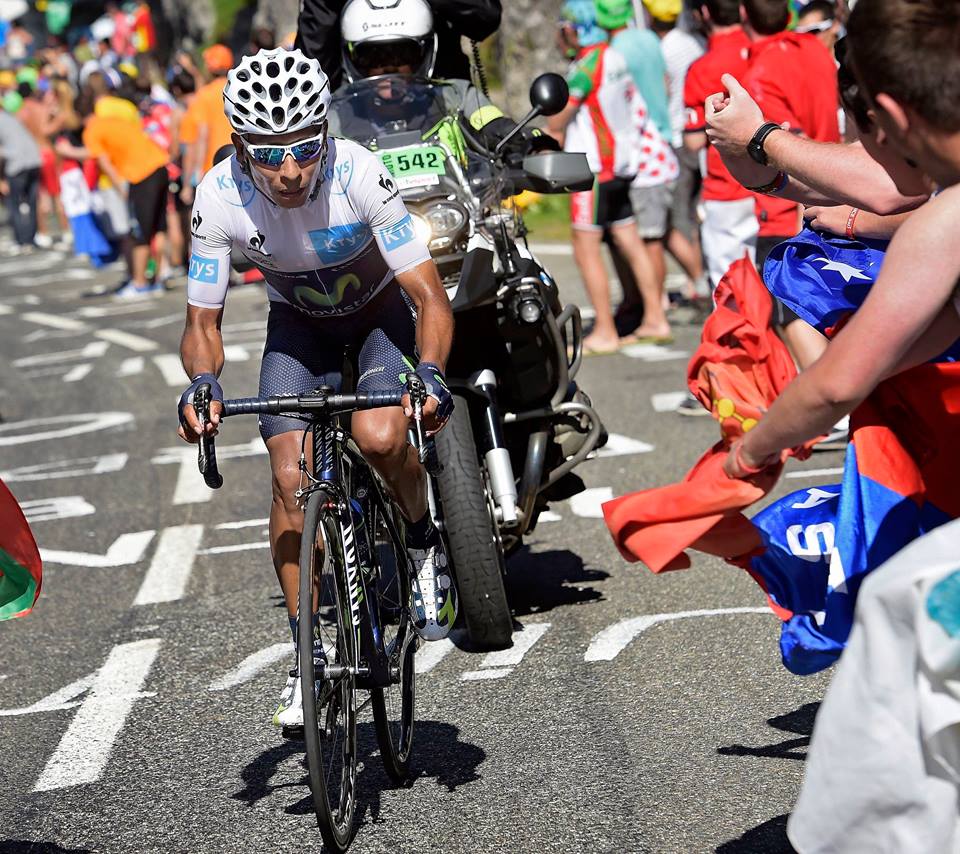 Nairo Quintana fue tercero en la décima etapa y ocupa el mismo lugar en la general. Es el mejor de los jóvenes del Tour de Francia. Prometió luchar ante la fortaleza del león Chris Froome. Foto cortesía Movistar Team.