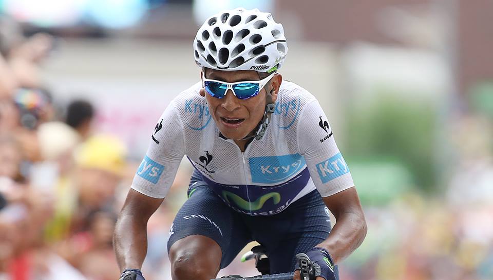 Nairo Quintana fue segundo por segundo día consecutivo en el Tour. Le recortó diferencia al líder Chris Froome y subirá este domingo al podio en París. Foto cortesía Movistar Team.