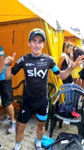 Sergio Luis Henao y la cara del ganador en Polonia, carrera del World Tour de la UCI. Foto Tour de Polonia.