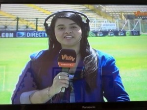 Jerita en una transmisión para Win Sports. 