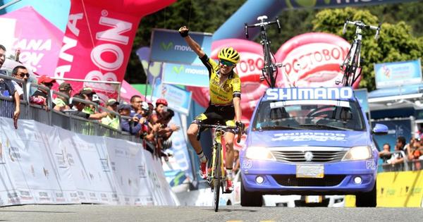 Óscar Rivera (Ebsa), de 26 años, fue el ganador de la décima etapa de la Vuelta en el mítico alto de Minas. Foto cortesía Liga Postobón.