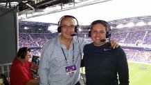 RBNY Radio (Con los audífonos en el estadio) - Junto a Ernesto Motta (argentino) en una de las transmisiones de radio de MLS.