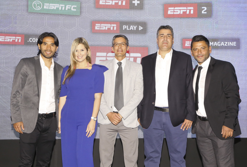 El equipo de ESPN FC, Fabián Vargas, Andrea Guerrero, Germán Arango, Santiago Escobar y Gerardo Bedoya.