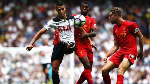 El Tottenham Hotspur y el Liverpool, dos de los candidatos a pelear por los puestos de UEFA Champions League este curso, firmaron este sábado las tablas en White Hart Lane (1-1), en el primer encuentro de la tercera jornada de la Premier League. Foto Espn.