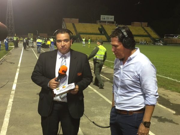 FLORIDABLANCA. Flabio Torres habló para Win al final de la victoria del Bucaramanga 1 x 0. No hubo rueda de prensa.  Foto @ABucaramanga.