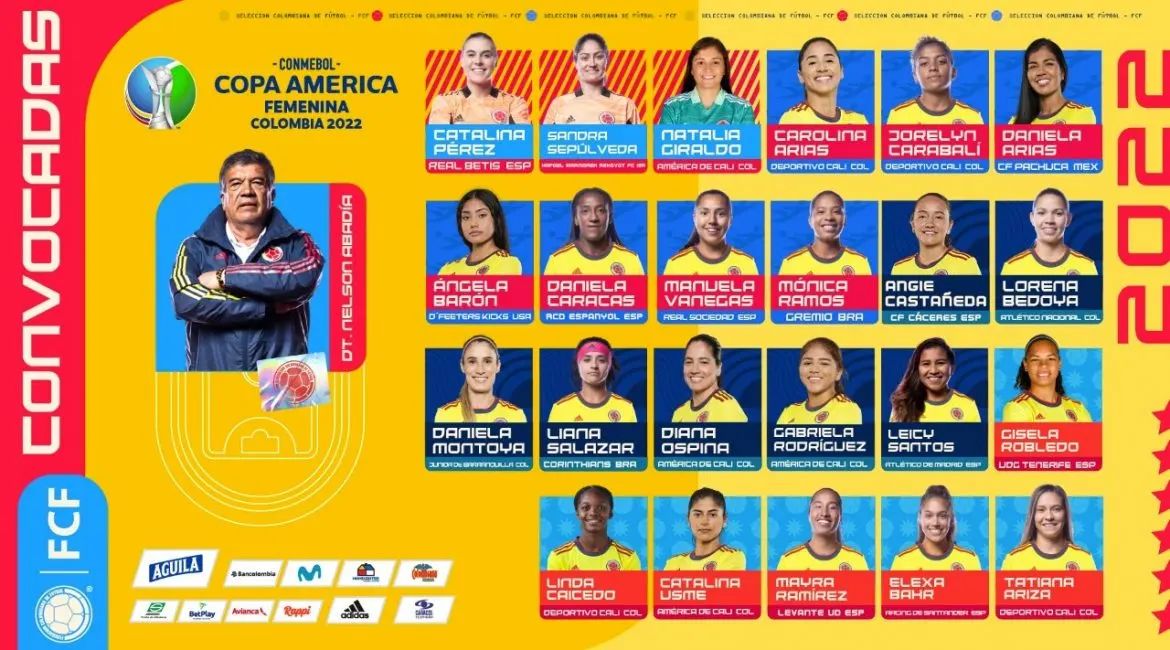 El director técnico de la Selección Colombia Femenina de Mayores, Nelson Abadía, dio a conocer la lista de jugadoras convocadas para la CONMEBOL Copa América.👆

=====

El torneo se llevará a cabo del 8 al 30 de julio de 2022 en Armenia, Bucaramanga y Cali.

#Futbol #FutbolFemenino #CopaAmericaFemenina
 #SeleccionColombia #SeleccionColombiaFemenina #copaamericafemenina2022